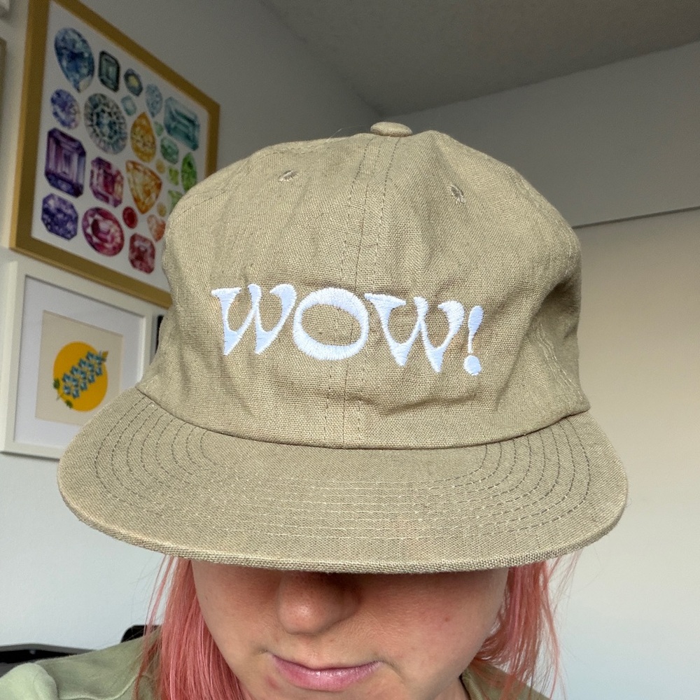 LAST CHANCE Real Fun Wow - WOW! Hat in Moss Green - Cotton/Hemp Adjustable Hat
